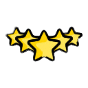 Five yellow stars on a black background, symbolizing a five-star rating from a Seattle Corporate Entertainer.